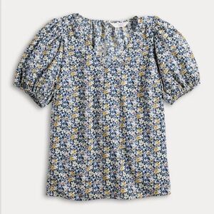 LC Lauren Conrad Floral Puff Sleeve Blouse